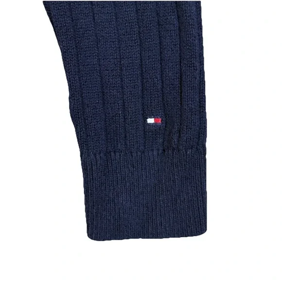 Tommy Hilfiger Womens Ribbed Knit Crewneck Sweater‎ Logo Cotton Pullover Medium - Picture 6 of 11